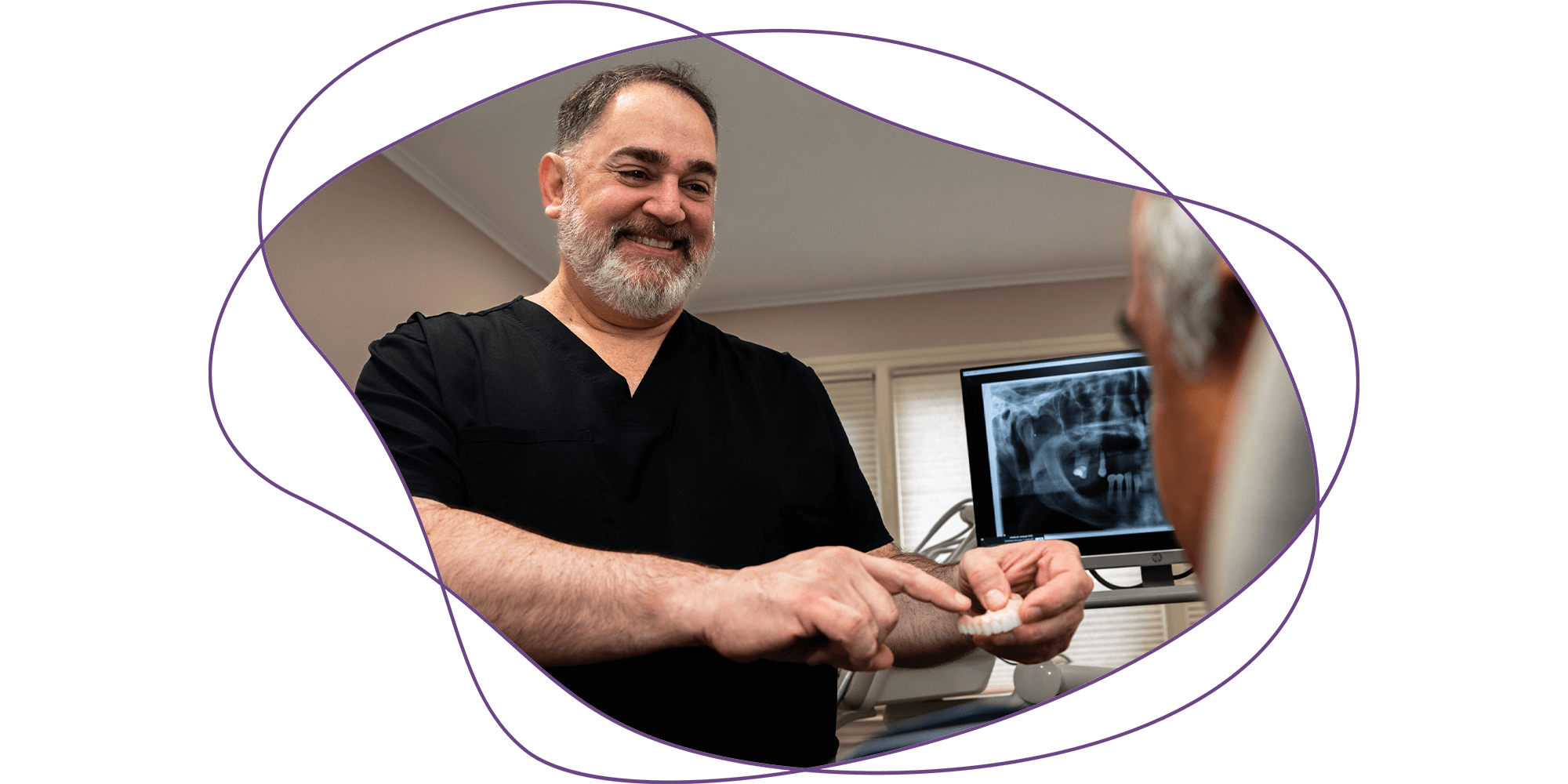 patient going over dental procedure information with patient